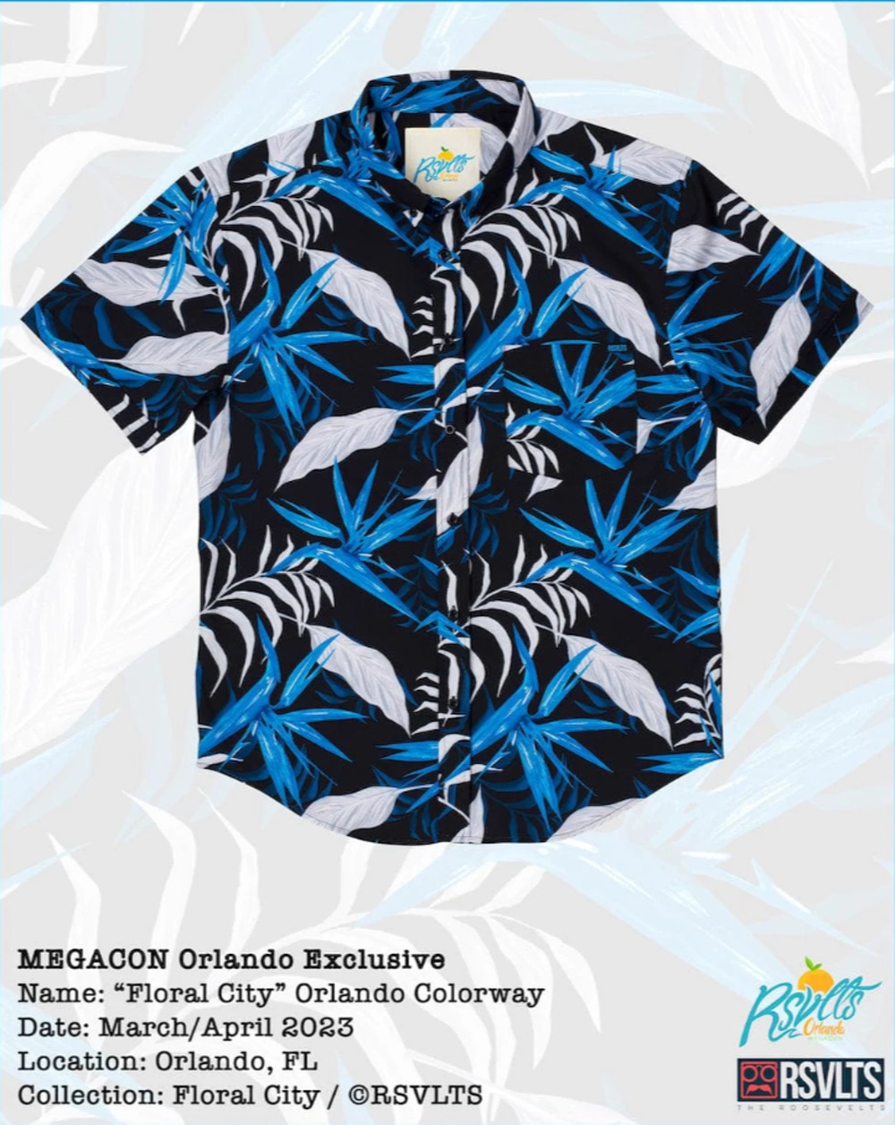 NWT Rsvlts Megacon 2023 Orlando Exclusive Floral City Mens Large L New Button
